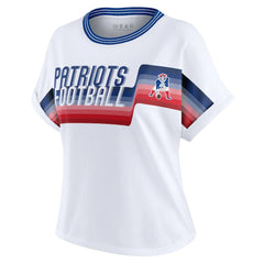 New England Patriots WEAR by Erin Andrews Women's Cropped Center Stripe Dolman T-Shirt - White - NFL