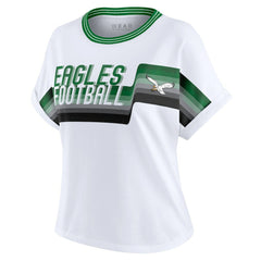 Philadelphia Eagles WEAR by Erin Andrews Women's Cropped Center Stripe Dolman T-Shirt - White - NFL