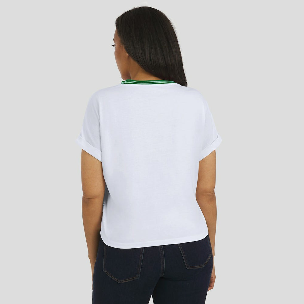 Philadelphia Eagles WEAR by Erin Andrews Women's Cropped Center Stripe Dolman T-Shirt - White - NFL