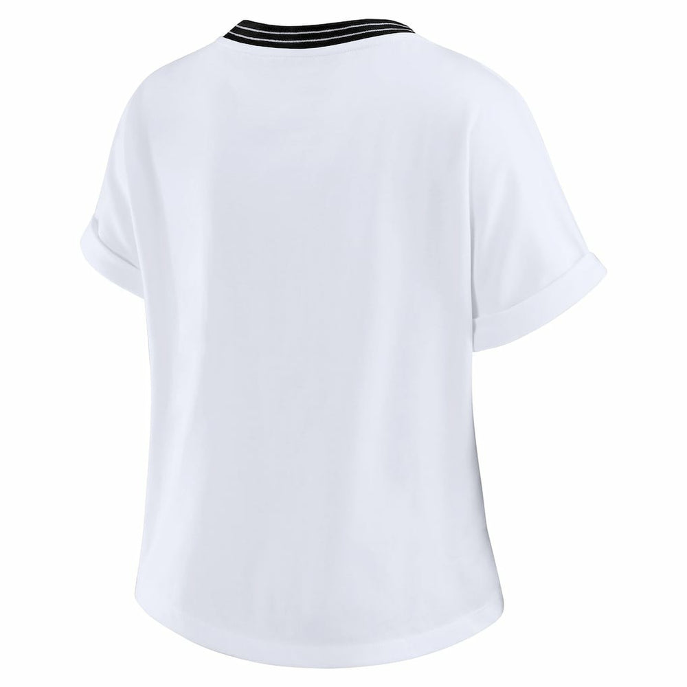 Pittsburgh Steelers WEAR by Erin Andrews Women's Cropped Center Stripe Dolman T-Shirt - White - NFL