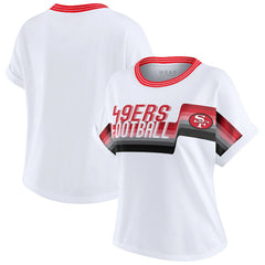 San Francisco 49ers WEAR by Erin Andrews Women's Cropped Center Stripe Dolman T-Shirt - White - NFL