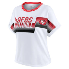 San Francisco 49ers WEAR by Erin Andrews Women's Cropped Center Stripe Dolman T-Shirt - White - NFL