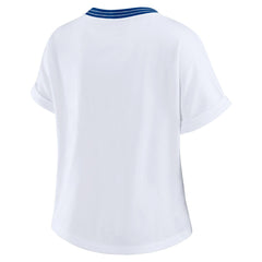 Seattle Seahawks WEAR by Erin Andrews Women's Cropped Center Stripe Dolman T-Shirt - White - NFL