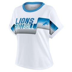 Detroit Lions WEAR by Erin Andrews Women's Cropped Center Stripe Dolman T-Shirt - White - NFL