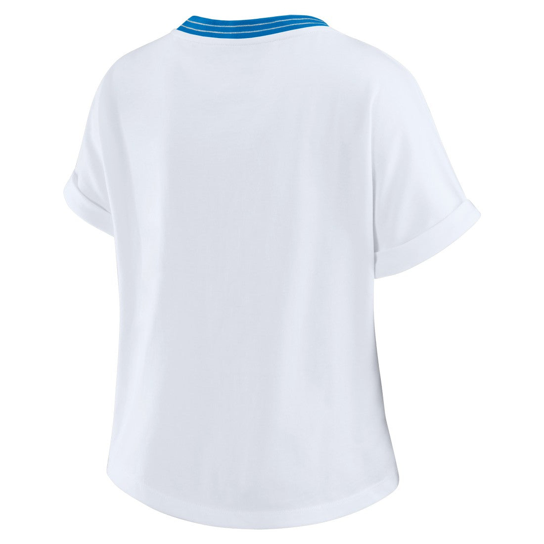 Detroit Lions WEAR by Erin Andrews Women's Cropped Center Stripe Dolman T-Shirt - White - NFL