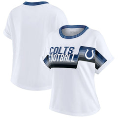 Indianapolis Colts WEAR by Erin Andrews Women's Cropped Center Stripe Dolman T-Shirt - White - NFL