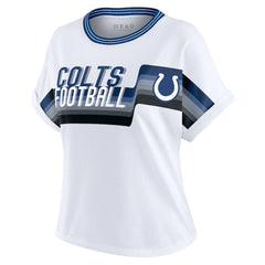 Indianapolis Colts WEAR by Erin Andrews Women's Cropped Center Stripe Dolman T-Shirt - White - NFL