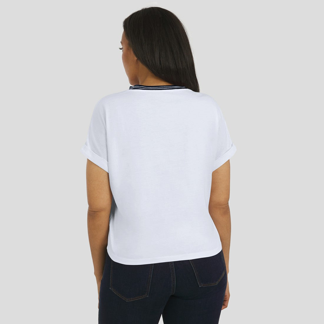 Houston Texans WEAR by Erin Andrews Women's Cropped Center Stripe Dolman T-Shirt - White - NFL