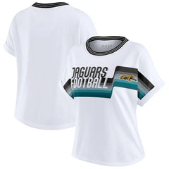 Jacksonville Jaguars WEAR by Erin Andrews Women's Cropped Center Stripe Dolman T-Shirt - White - NFL