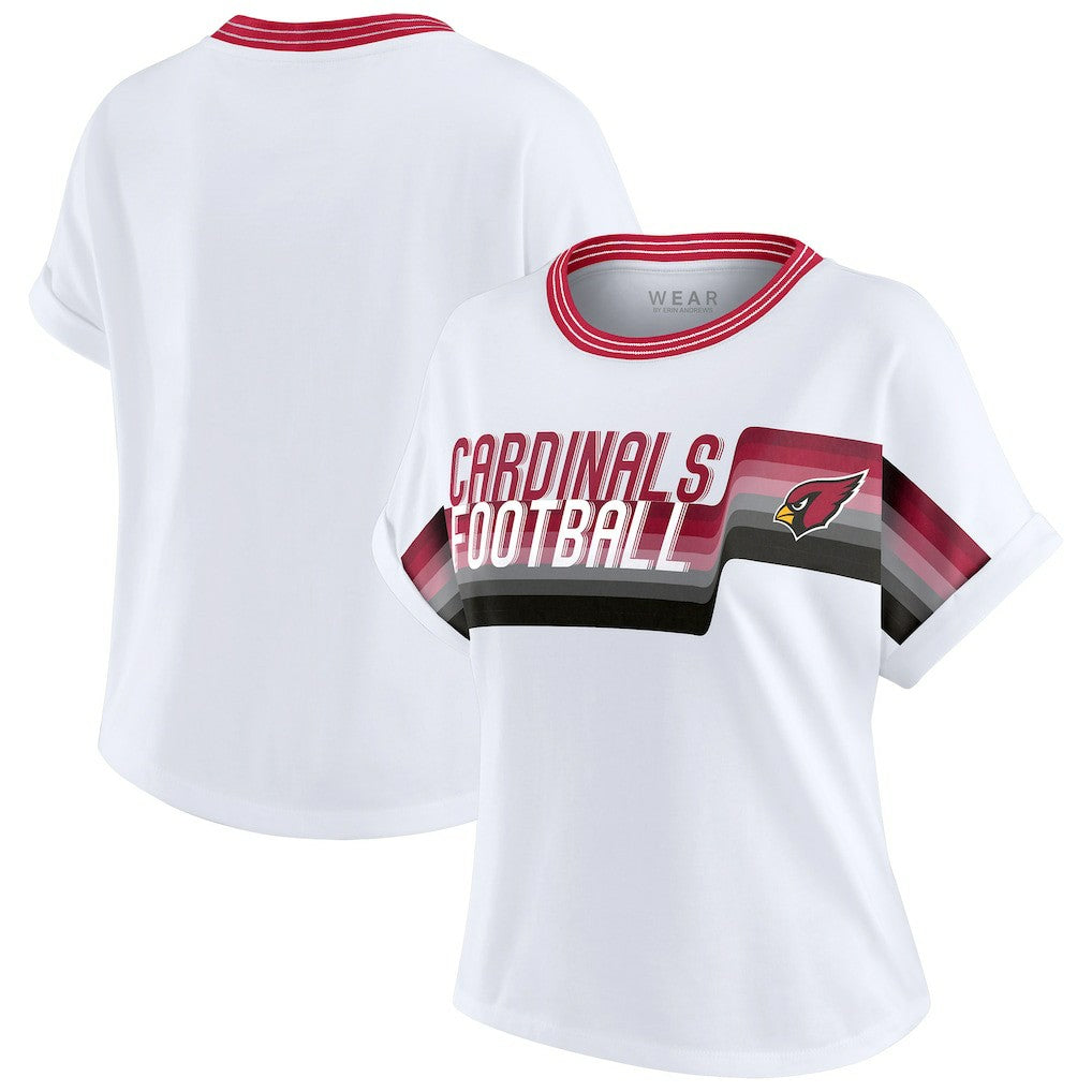 Arizona Cardinals WEAR by Erin Andrews Women's Cropped Center Stripe Dolman T-Shirt - White - NFL