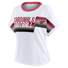 Arizona Cardinals WEAR by Erin Andrews Women's Cropped Center Stripe Dolman T-Shirt - White - NFL