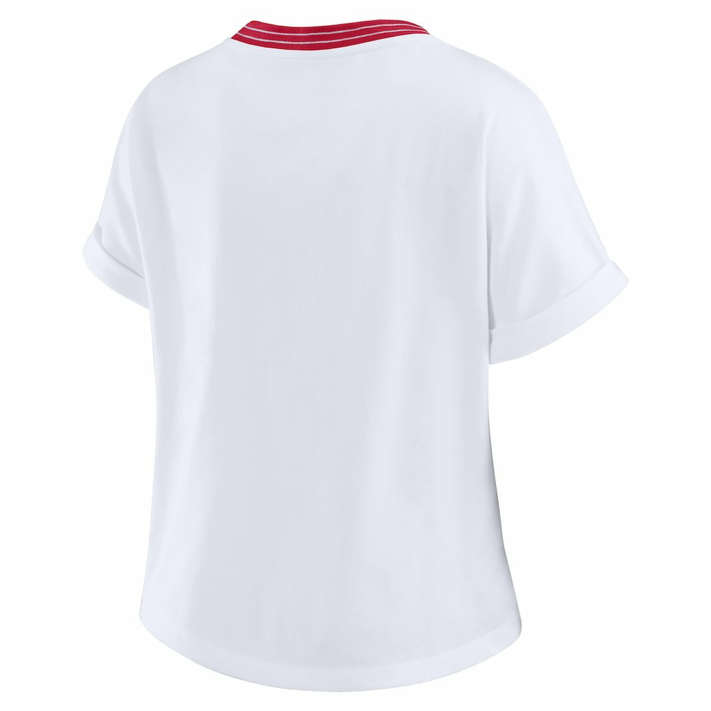 Arizona Cardinals WEAR by Erin Andrews Women's Cropped Center Stripe Dolman T-Shirt - White - NFL