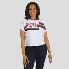 Arizona Cardinals WEAR by Erin Andrews Women's Cropped Center Stripe Dolman T-Shirt - White - NFL