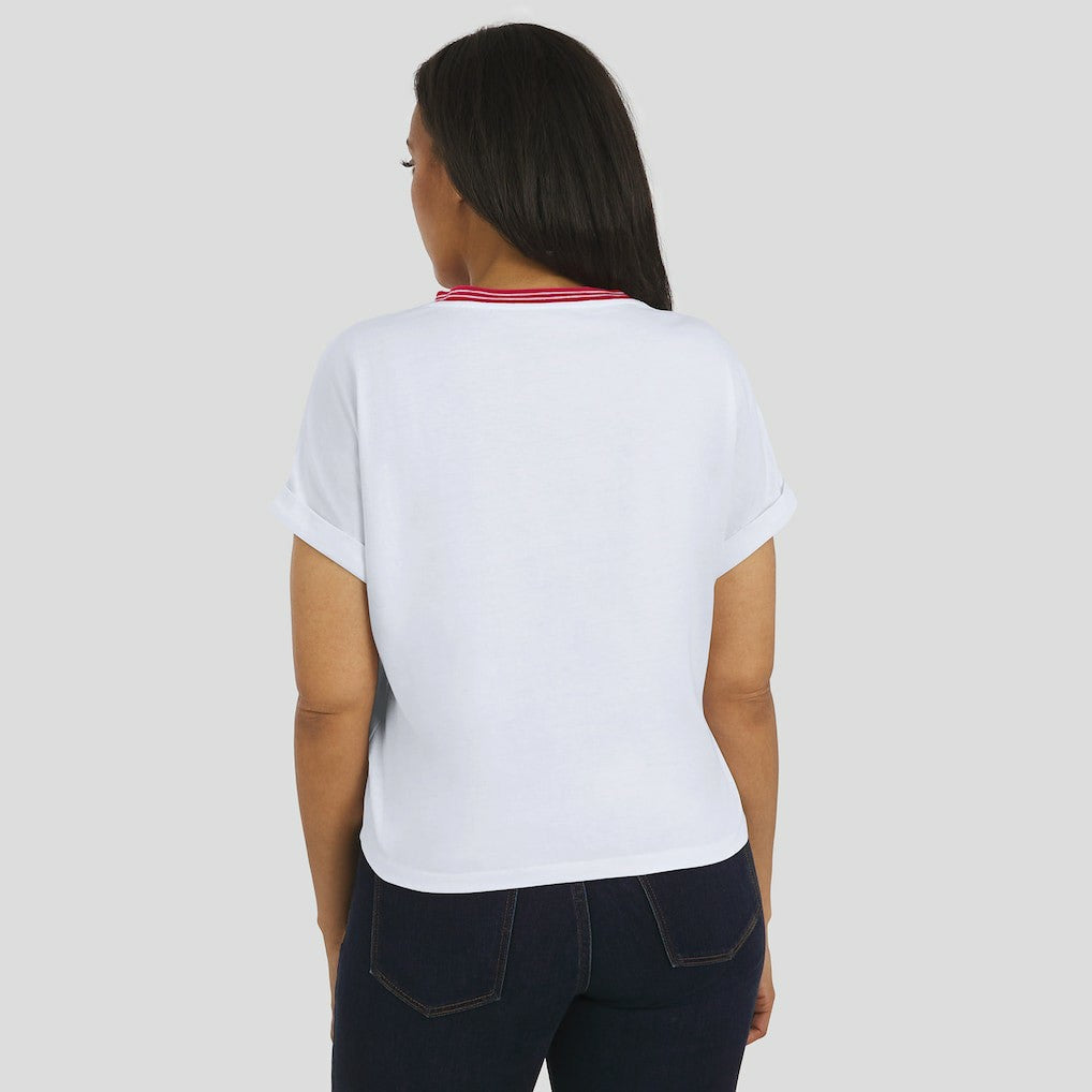 Arizona Cardinals WEAR by Erin Andrews Women's Cropped Center Stripe Dolman T-Shirt - White - NFL