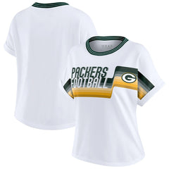 Green Bay Packers WEAR by Erin Andrews Women's Cropped Center Stripe Dolman T-Shirt - White - NFL