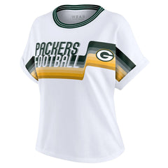 Green Bay Packers WEAR by Erin Andrews Women's Cropped Center Stripe Dolman T-Shirt - White - NFL