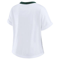Green Bay Packers WEAR by Erin Andrews Women's Cropped Center Stripe Dolman T-Shirt - White - NFL