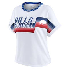 Buffalo Bills WEAR by Erin Andrews Women's Cropped Center Stripe Dolman T-Shirt - White - NFL