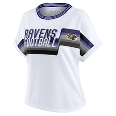 Baltimore Ravens WEAR by Erin Andrews Women's Cropped Center Stripe Dolman T-Shirt - White - NFL