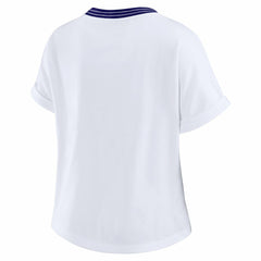 Baltimore Ravens WEAR by Erin Andrews Women's Cropped Center Stripe Dolman T-Shirt - White - NFL