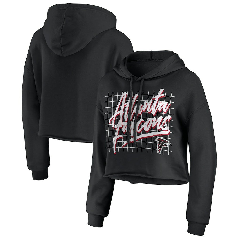Atlanta Falcons WEAR by Erin Andrews Women's Domestic Cropped Pullover Hoodie - Black - NFL