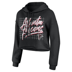 Atlanta Falcons WEAR by Erin Andrews Women's Domestic Cropped Pullover Hoodie - Black - NFL