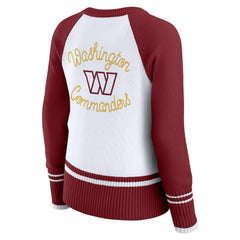 Washington Commanders WEAR by Erin Andrews Women's Colorblock Raglan Sweater - White/Burgundy - NFL