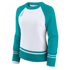 Miami Dolphins WEAR by Erin Andrews Women's Colorblock Raglan Sweater - White/Aqua - NFL