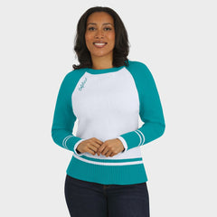 Miami Dolphins WEAR by Erin Andrews Women's Colorblock Raglan Sweater - White/Aqua - NFL
