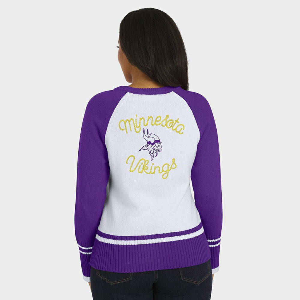 Minnesota Vikings WEAR by Erin Andrews Women's Colorblock Raglan Sweater - White/Purple - NFL