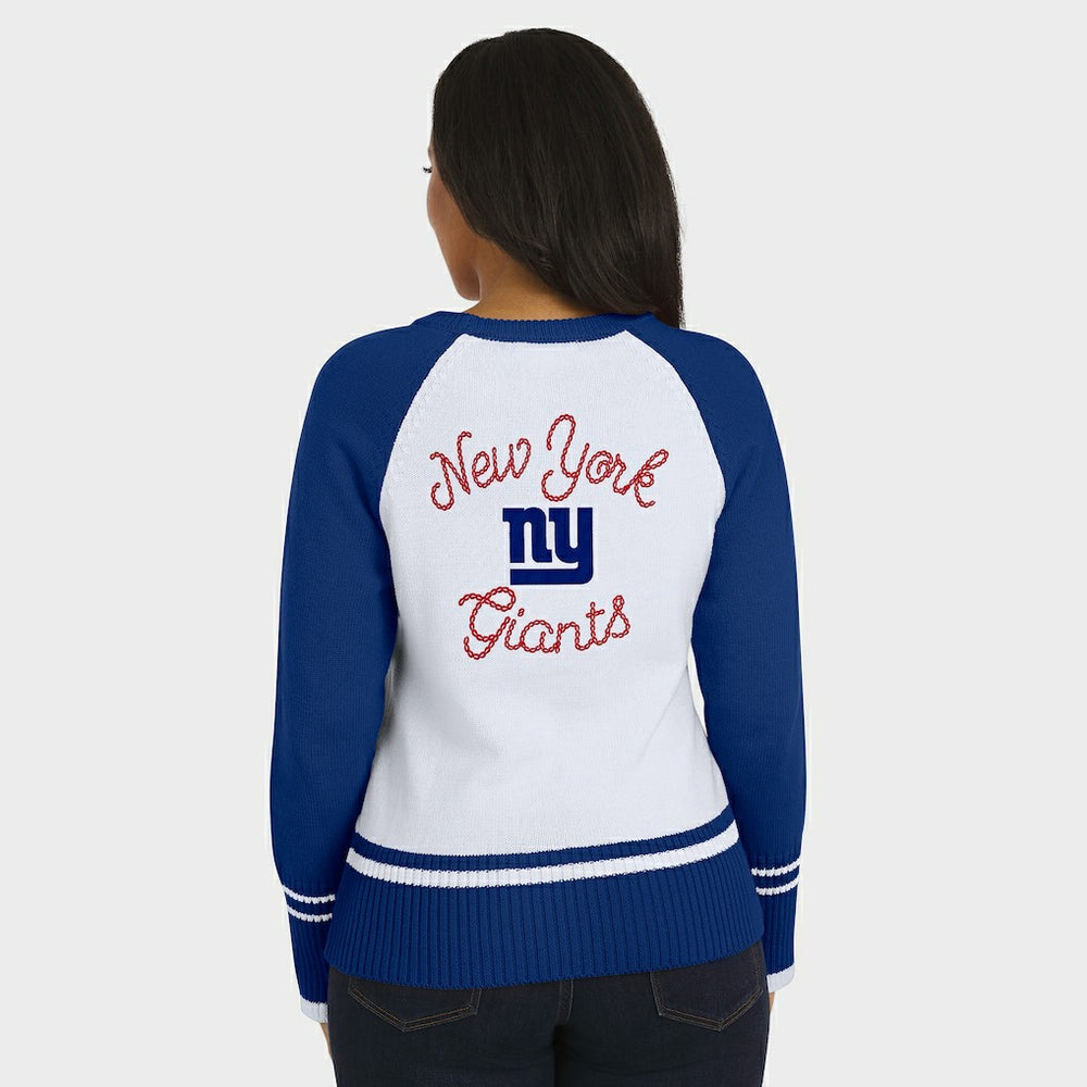 New York Giants WEAR by Erin Andrews Women's Colorblock Raglan Sweater - White/Royal - NFL