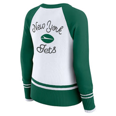 New York Jets WEAR by Erin Andrews Women's Colorblock Raglan Sweater - White/Green - NFL