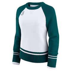 Philadelphia Eagles WEAR by Erin Andrews Women's Colorblock Raglan Sweater - White/Midnight Green - NFL