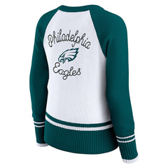 Philadelphia Eagles WEAR by Erin Andrews Women's Colorblock Raglan Sweater - White/Midnight Green - NFL
