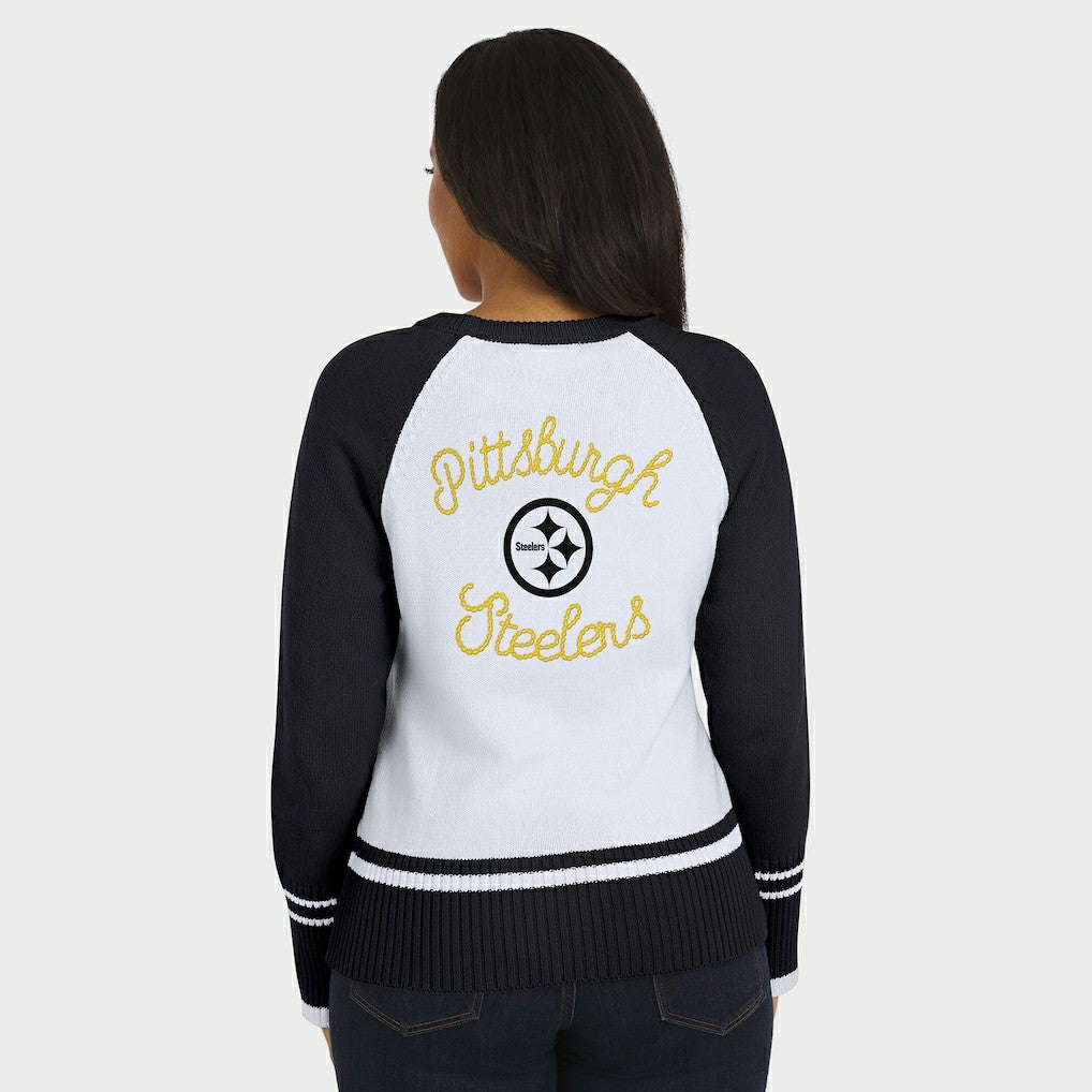 Pittsburgh Steelers WEAR by Erin Andrews Women's Colorblock Raglan Sweater - White/Black - NFL