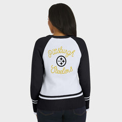 Pittsburgh Steelers WEAR by Erin Andrews Women's Colorblock Raglan Sweater - White/Black - NFL