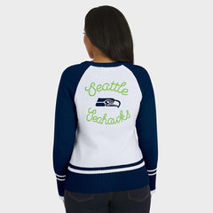 Seattle Seahawks WEAR by Erin Andrews Women's Colorblock Raglan Sweater - White/College Navy - NFL