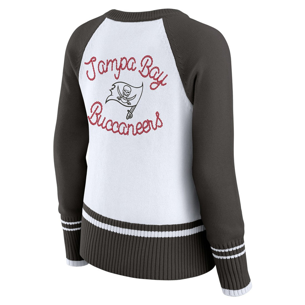 Tampa Bay Buccaneers WEAR by Erin Andrews Women's Colorblock Raglan Sweater - White/Pewter - NFL