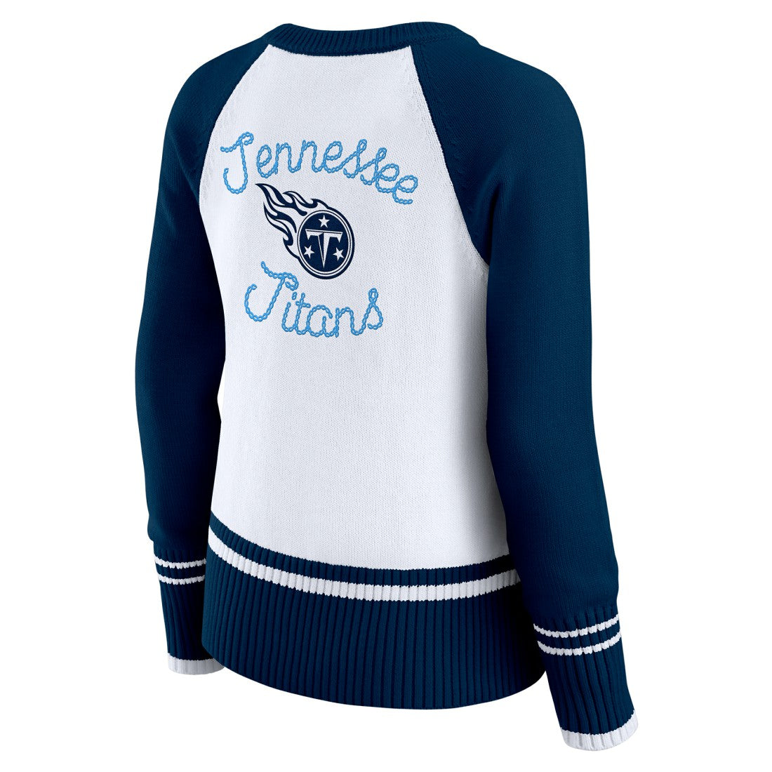 Tennessee Titans WEAR by Erin Andrews Women's Colorblock Raglan Sweater - White/Navy - NFL