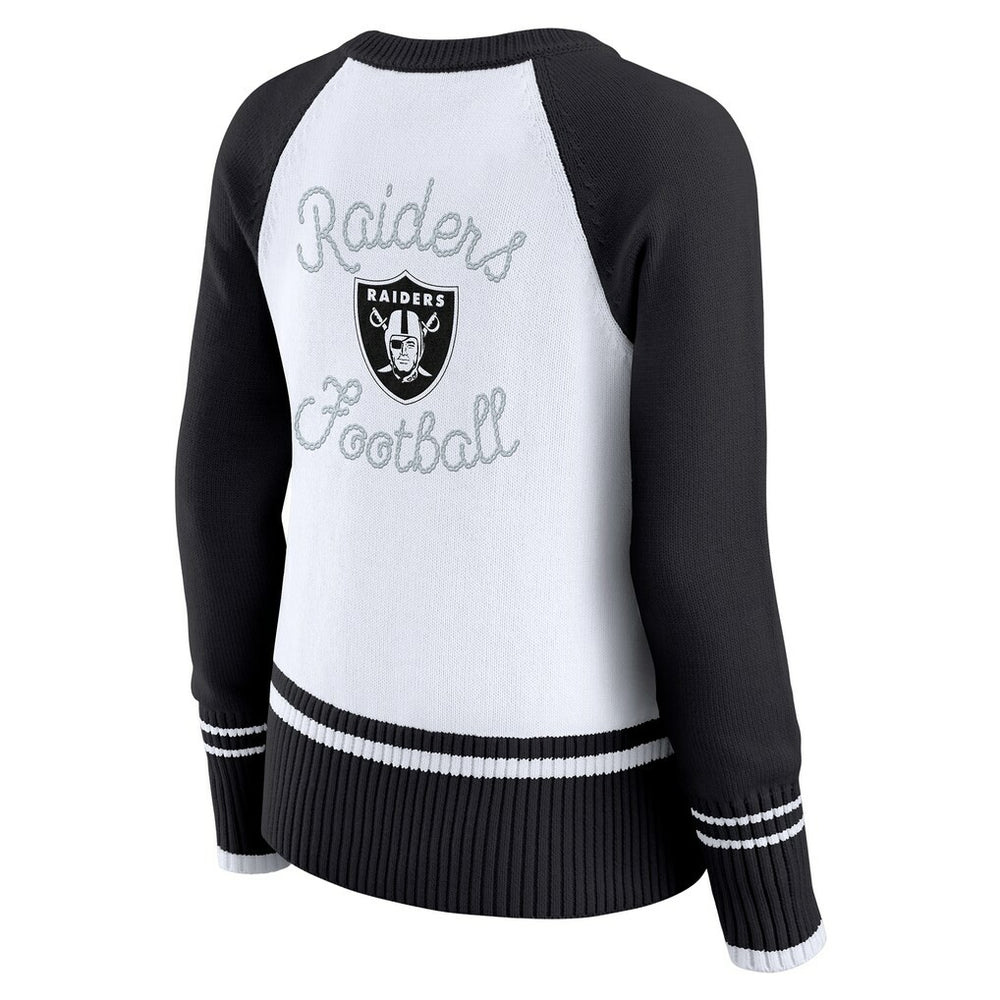 Las Vegas Raiders WEAR by Erin Andrews Women's Colorblock Raglan Sweater - White/Black - NFL