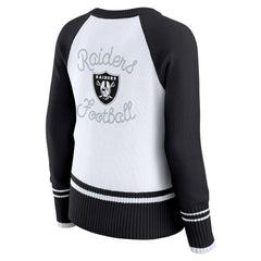 Las Vegas Raiders WEAR by Erin Andrews Women's Colorblock Raglan Sweater - White/Black - NFL
