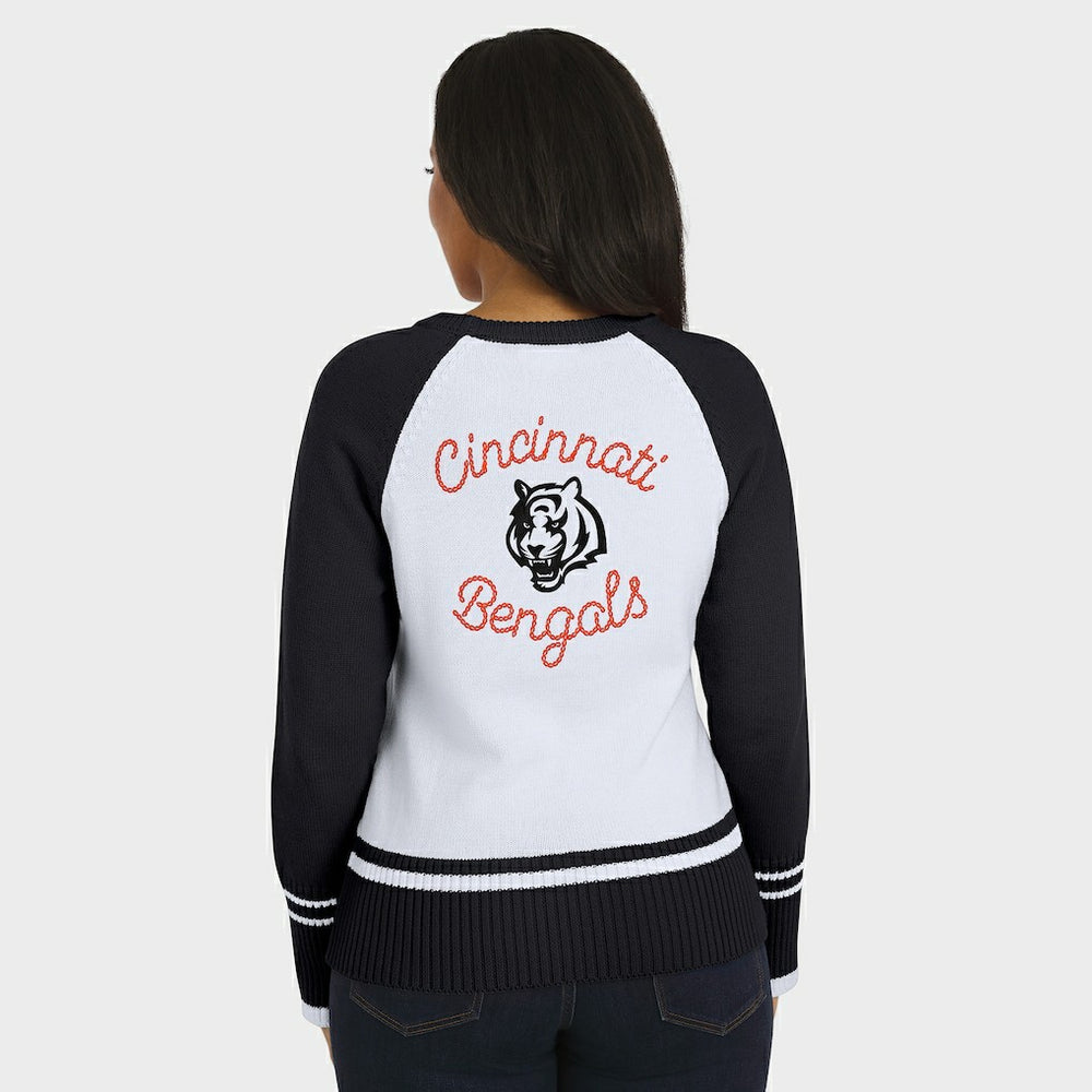 Cincinnati Bengals WEAR by Erin Andrews Women's Colorblock Raglan Sweater - White/Black - NFL