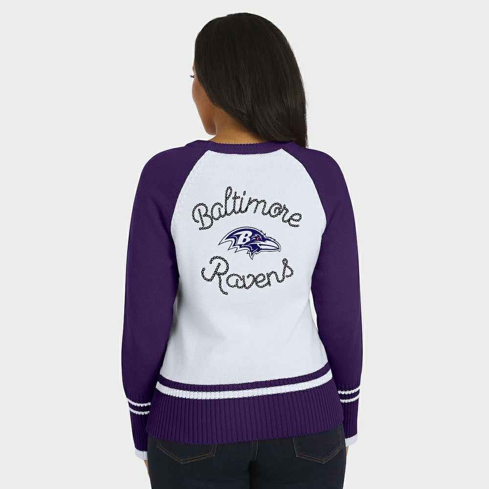 Baltimore Ravens WEAR by Erin Andrews Women's Colorblock Raglan Sweater - White/Purple - NFL