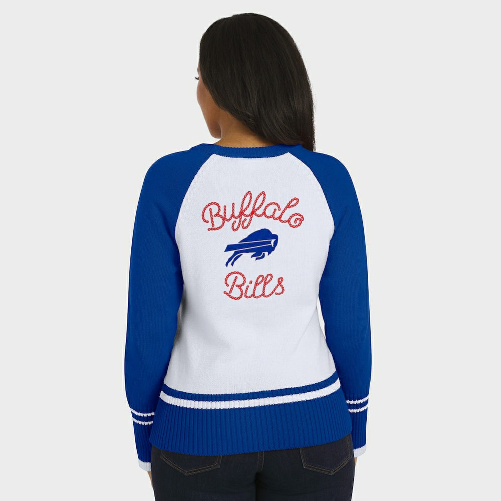 Buffalo Bills WEAR by Erin Andrews Women's Colorblock Raglan Sweater - White/Royal - NFL