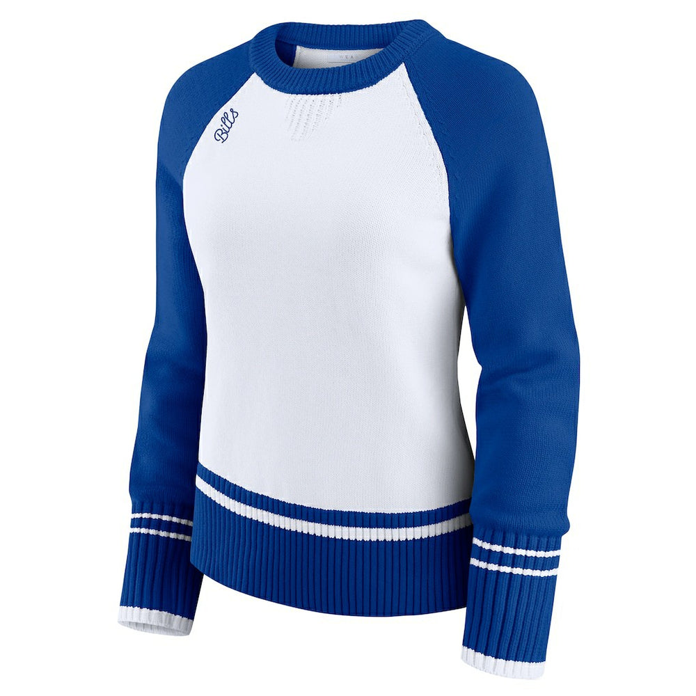 Buffalo Bills WEAR by Erin Andrews Women's Colorblock Raglan Sweater - White/Royal - NFL