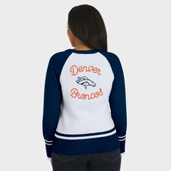 Denver Broncos WEAR by Erin Andrews Women's Colorblock Raglan Sweater - White/Navy - NFL