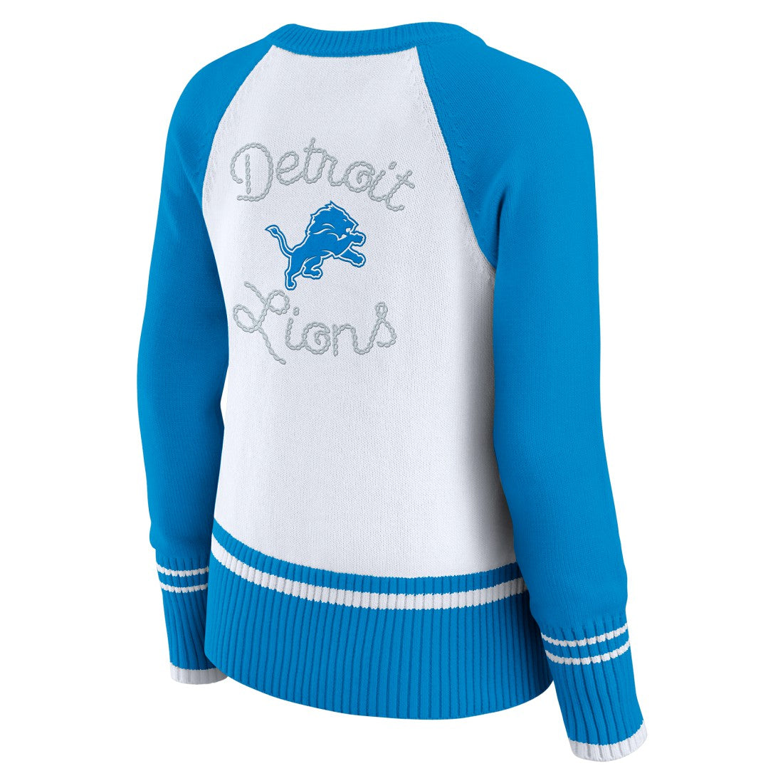 Detroit Lions WEAR by Erin Andrews Women's Colorblock Raglan Sweater - White/Blue - NFL