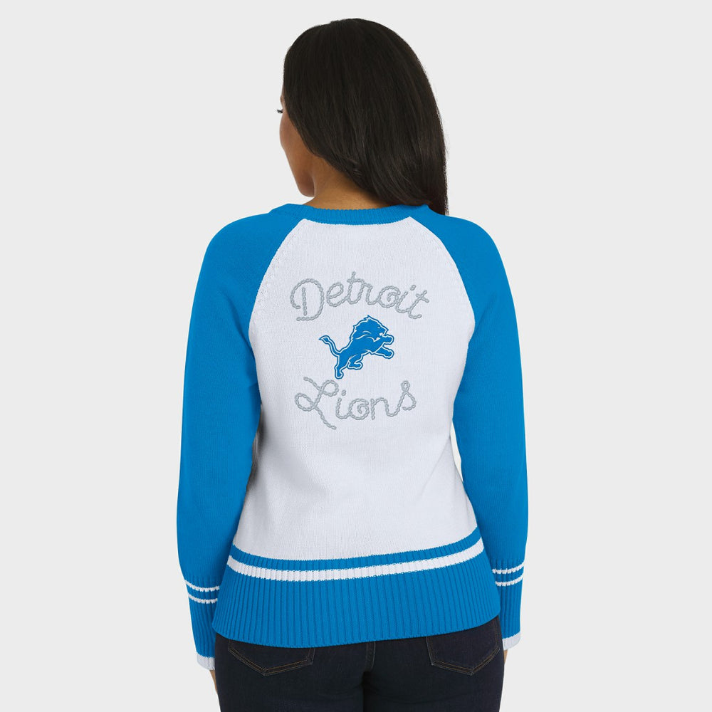 Detroit Lions WEAR by Erin Andrews Women's Colorblock Raglan Sweater - White/Blue - NFL
