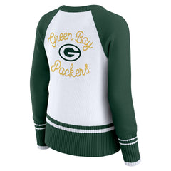 Green Bay Packers WEAR by Erin Andrews Women's Colorblock Raglan Sweater - White/Green - NFL