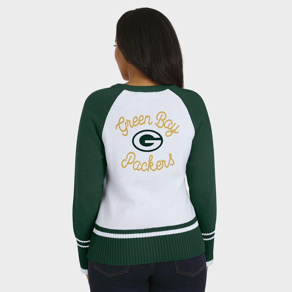 Green Bay Packers WEAR by Erin Andrews Women's Colorblock Raglan Sweater - White/Green - NFL